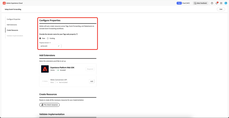 vormt eigenschappen die nieuwe domeindetails tonen
