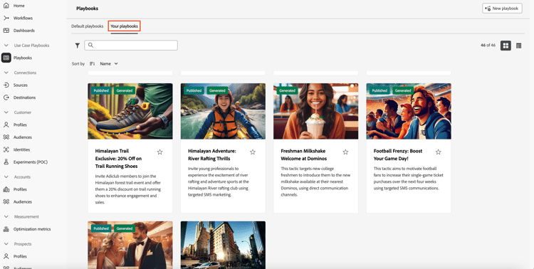 Uw playbookslusje tonend een lijst van gecreeerde playbooks.