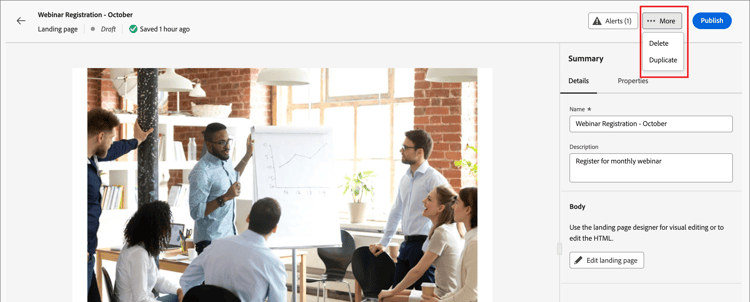 ​ dupliceer de het landen pagina ​