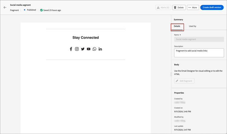 de details van de Mening voor een gepubliceerd fragment