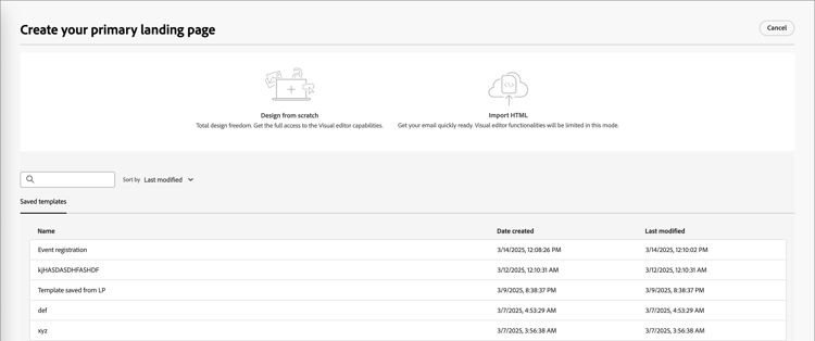 ​ kies hoe u met uw het landen sjabloonontwerp van de pagina wilt beginnen ​