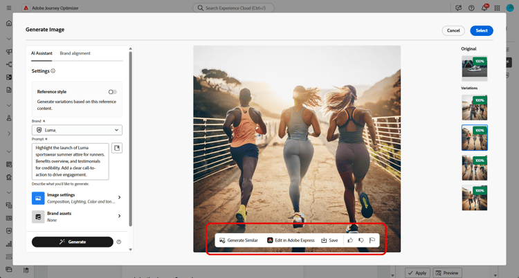 ​ verfijnen opties voor het landen van paginabeelden die Gelijkaardig tonen produceren, in Adobe Express uitgeven, en sparen knopen ​