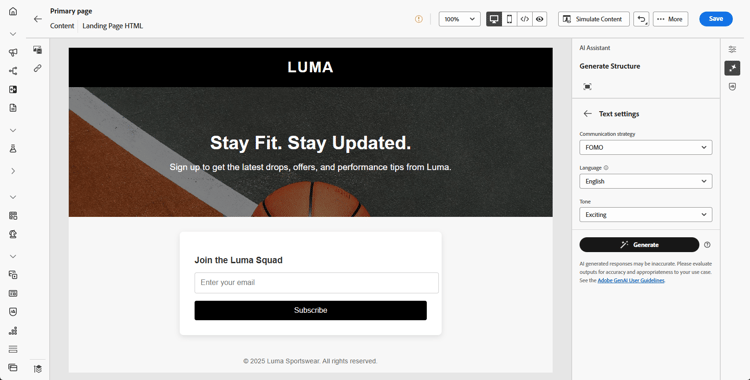 ​ de montagespaneel van de Tekst voor het landen van pagina die Communicatie strategie, Talen, en de opties van de Toon tonen ​