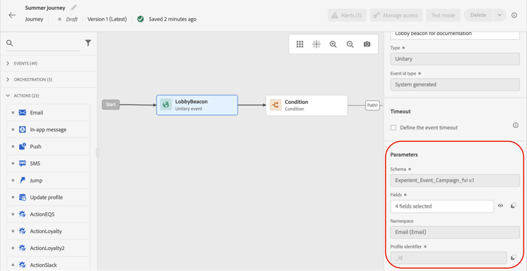 Geavanceerde parametergebieden in de eigenschappen van de reisactiviteit