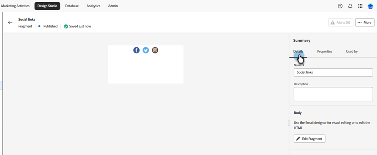 ​ de details van de Mening voor een gepubliceerd fragment ​