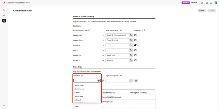 Linked zeer belangrijke dropdown die in het Create bestemmingswerkschema wordt benadrukt.