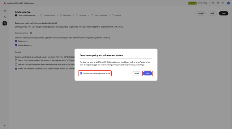 het beleid van het Bestuur en de dialoog van de handhavingsacties met checkbox en O.K. benadrukte optie.