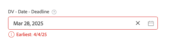 Geselecteerde datum is Maart 28 maar de vroegste beschikbare datum is 4 April