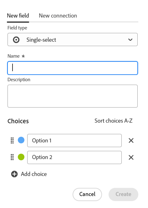 Single-select gebiedstype