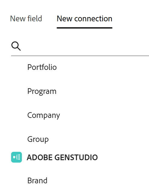 Nieuw verbindingslusje met de optie van het Merk van Adobe GenStudio