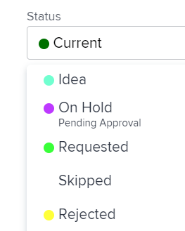 drop-down Status die met douanestatus voor project wordt uitgebreid