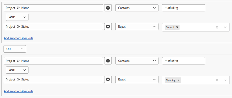 ​ Verbonden filterverklaringen ​
