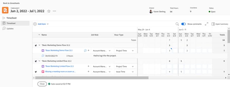 lay-out Timesheet
