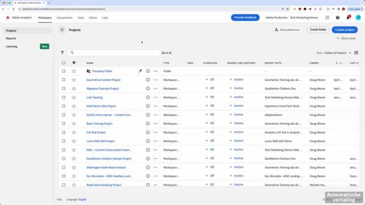 Uw eerste project starten in Analysis Workspace