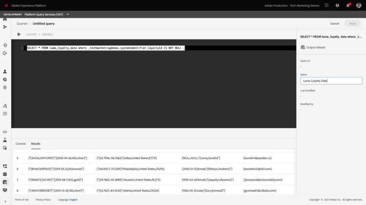 Gebruikersinterface Query Service