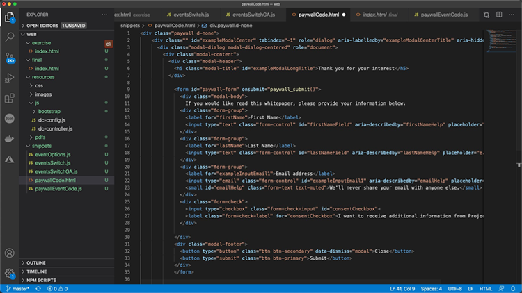 Captura de tela de onde colar o código