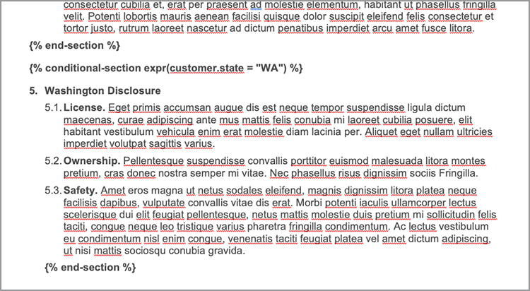 Captura de tela da marca de seção condicional do WA