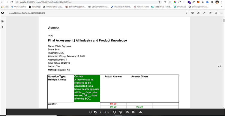 Captura de tela de visualização de PDF