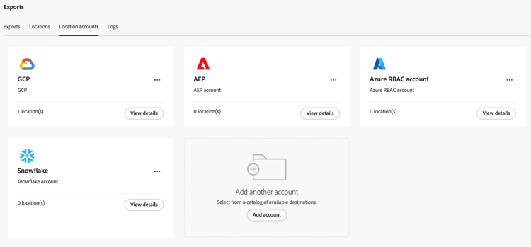 Exporta opções de página mostrando Adicionar outra conta