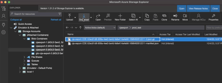 Acessar arquivos no Azure Storage Explorer