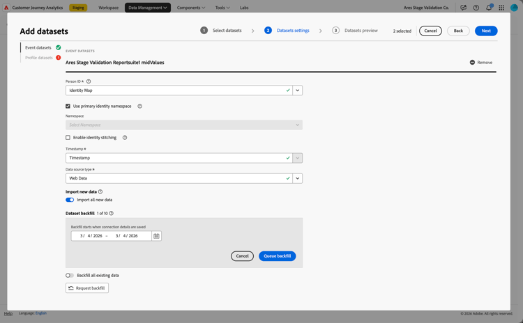 Adicionar conjuntos de dados