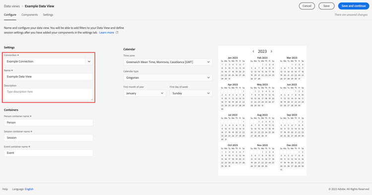 Configuração da visualização de dados