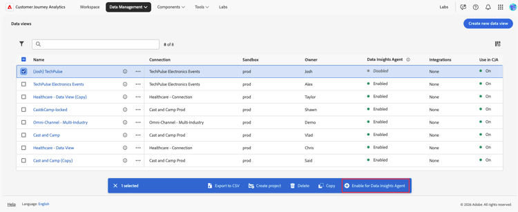 Habilitar visualizações de dados para o Data Insights Agent