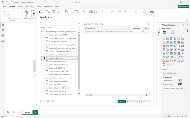 Dados de Carregamento do Power BI Desktop