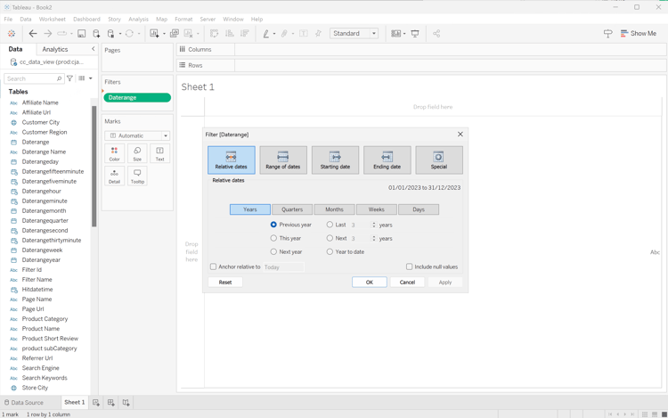 Filtro classificado por vários Dimension do Tableau Desktop