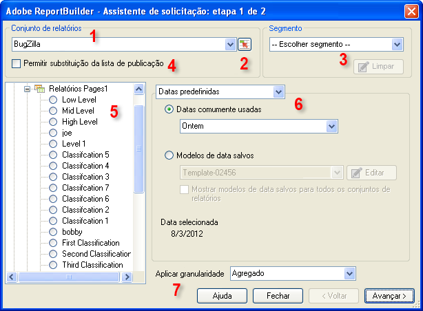 Captura de tela mostrando o Assistente de Solicitações: Etapa 1 do formulário.