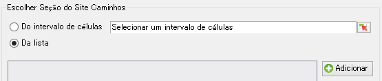 Captura de tela mostrando as opções para escolher De várias células ou de uma lista.