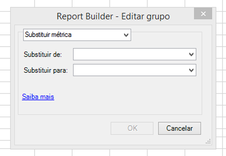 Captura de tela da tela Editar Grupo com a opção Substituir Métrica selecionada.