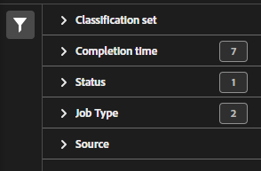 Filtros de trabalho do conjunto de classificações