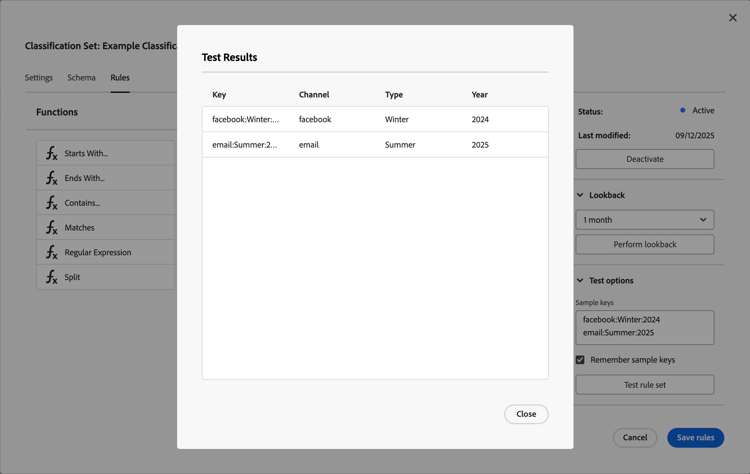 Regra - Dividir resultados de Teste