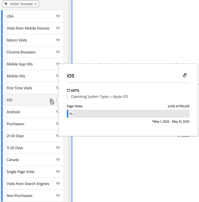 Definição do segmento de modelo da Adobe