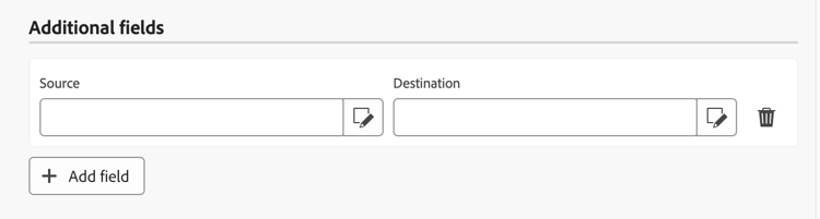 Seção de campos adicionais mostrando opções para armazenar dados extras