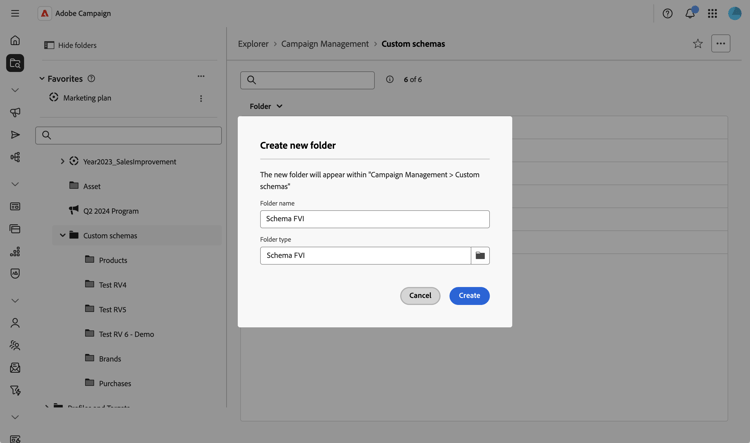 Criação de entrada de navegação para esquema personalizado