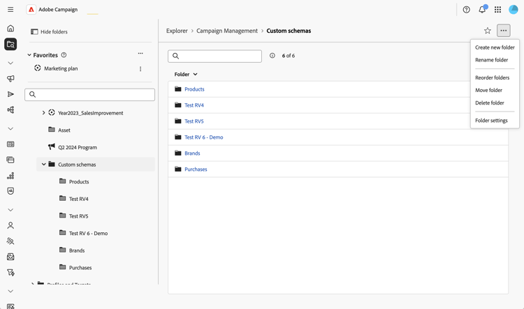 Criação de entrada de navegação para esquema personalizado