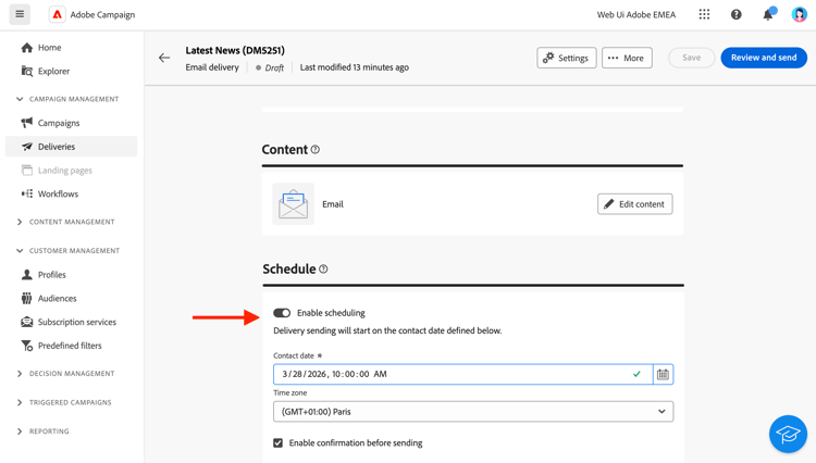 Captura de tela mostrando a interface de agendamento para uma entrega