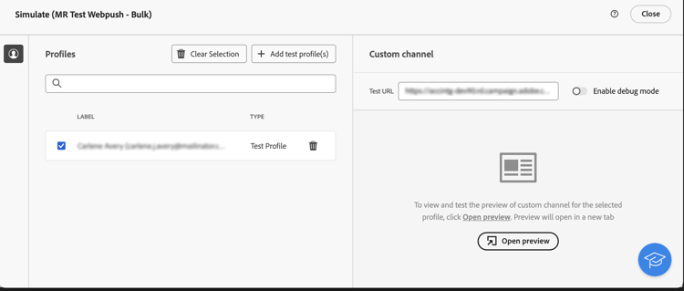 Captura de tela mostrando a opção de simular conteúdo na página de conteúdo de entrega da API