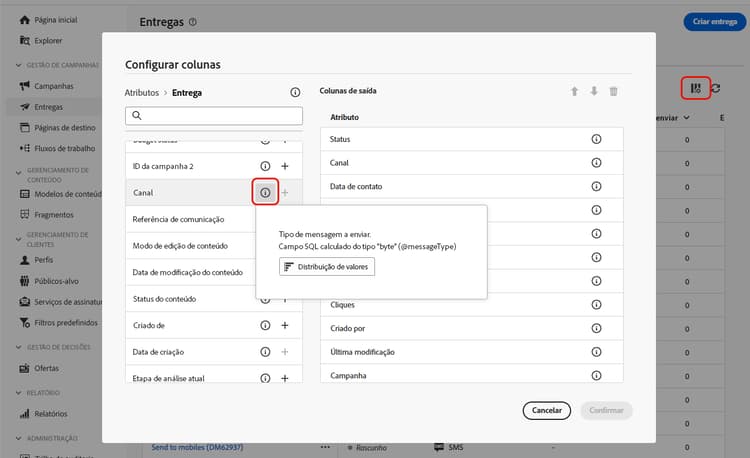 Interface de distribuição de valores de entregas