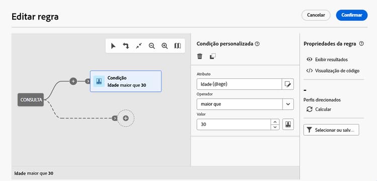 Regra de filtro para perfis com mais de 30