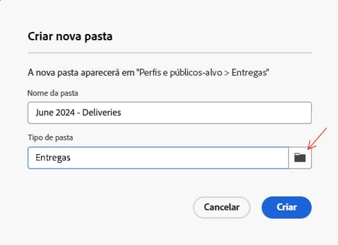 Nova pasta criada na pasta “Entregas”