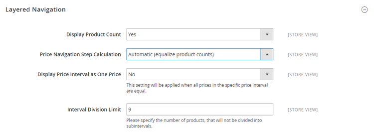 Navegação em camadas - Automática (equalizar contagens de produtos)