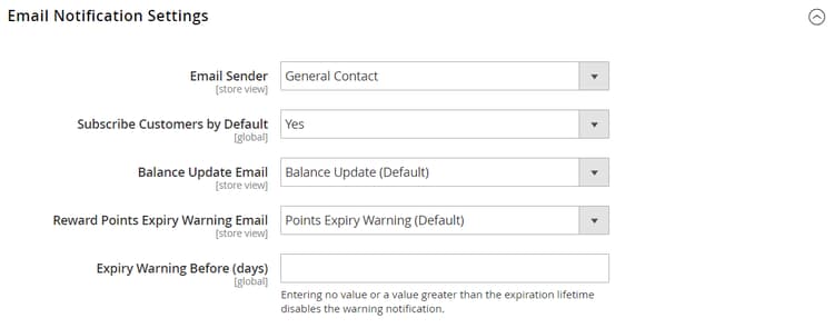 Configurações de Notificação por Email