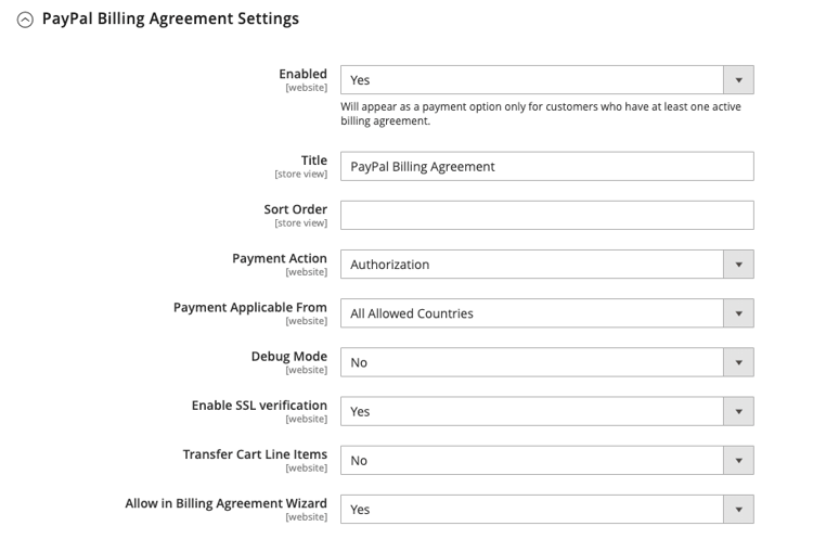 Configurações do Contrato de Cobrança