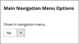 Opções do menu de navegação principal