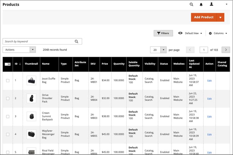 Atualizando os produtos atribuídos de um item de campanha
