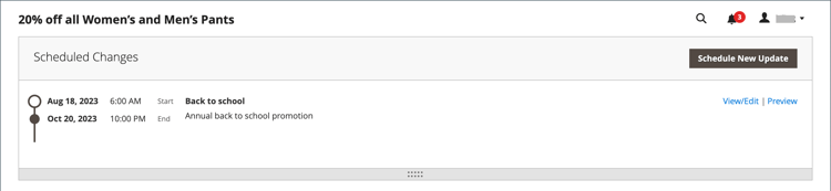 Regras de preço de catálogo - alterações agendadas