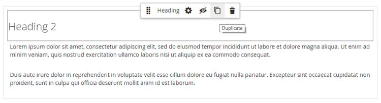 Duplicando um contêiner de cabeçalho